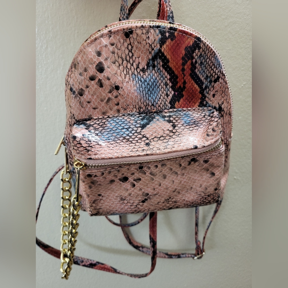 Mini handbag Faux Snake Print